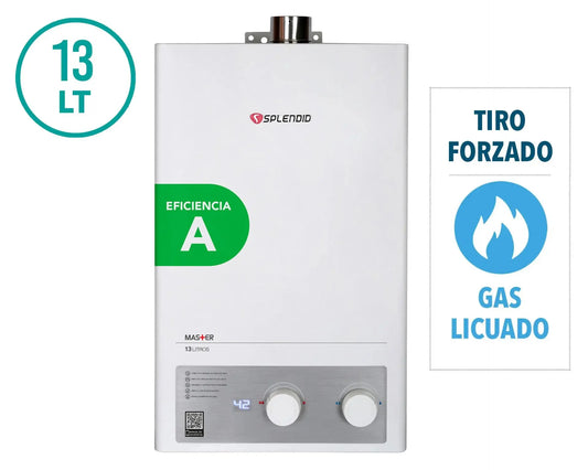 Calefont Ionizado Tiro Forzado 13 Litros Gas Licuado Master Splendid