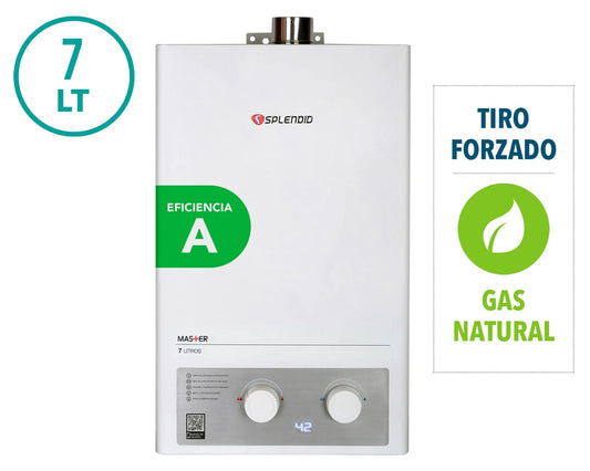 Calefont Ionizado Tiro Forzado 7 Litros Gas Natural Master Splendid