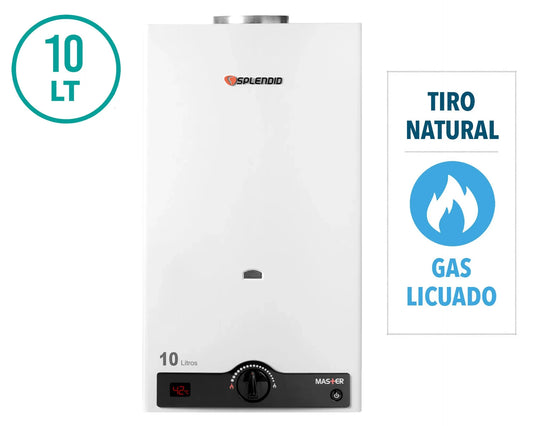 Calefont Ionizado Tiro Natural 10 Litros Gas Licuado Master Splendid