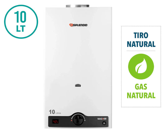 Calefont Ionizado Tiro Natural 10 Litros Gas Natural Master Splendid