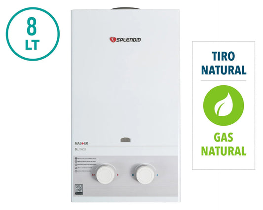 Calefont Ionizado Tiro Natural 8 Litros Gas Natural Master Splendid