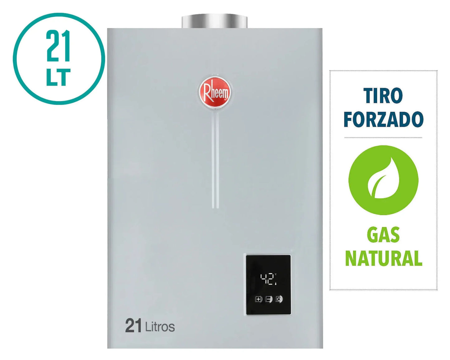 Calefont Tiro Forzado 21 Litros Gas Natural Modulante Prestige Rheem