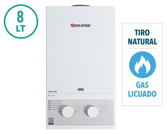 Calefont ionizado tiro natural 8 litros gas licuado Master Splendid