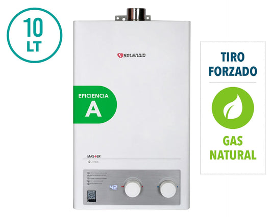 Calefont Ionizado Tiro Forzado 10 Litros Gas Natural Master Splendid