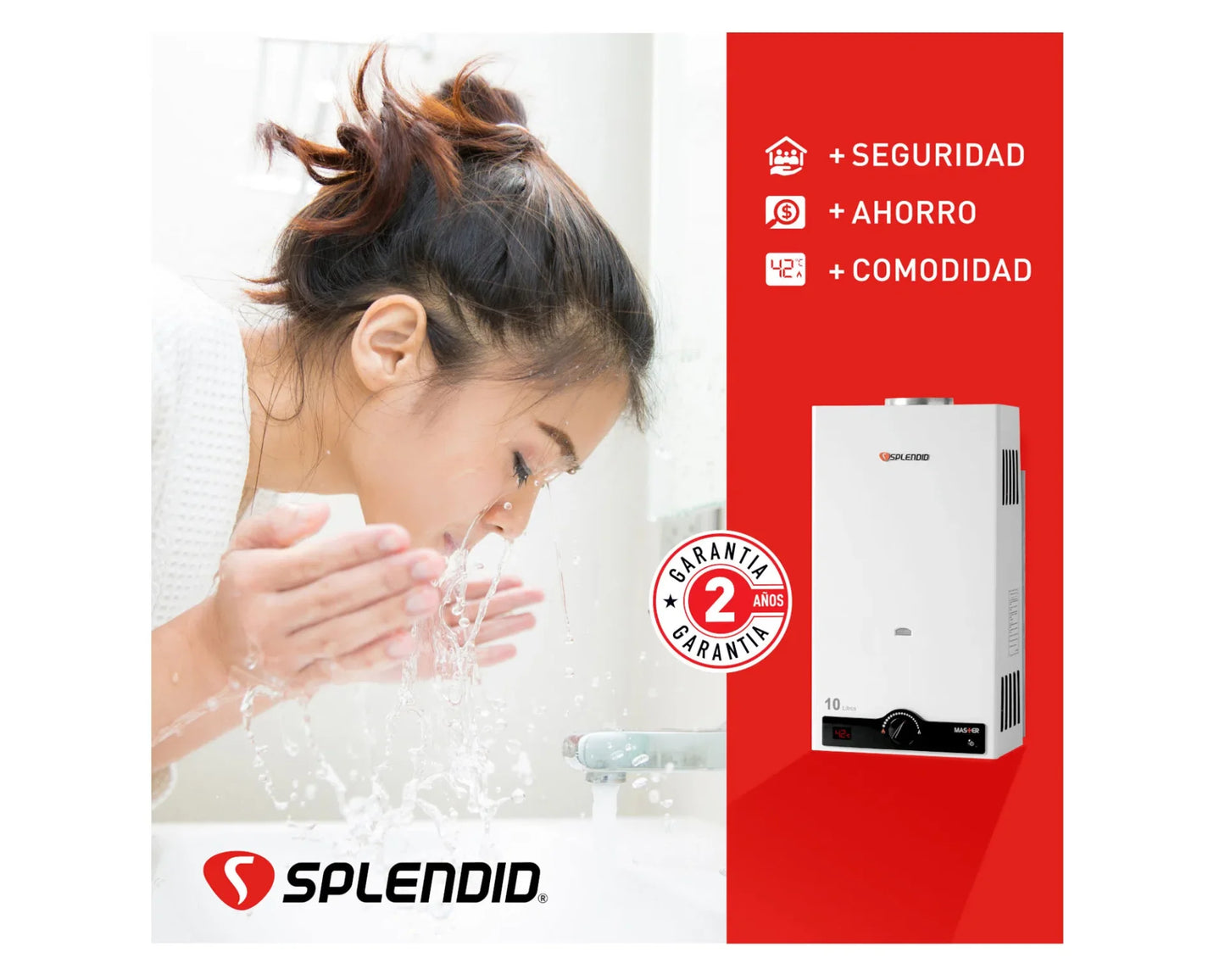 Calefont Ionizado Tiro Forzado 10 Litros Gas Natural Master Splendid