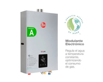 Calefont Ionizado Tiro Forzado 12 Litros Gas Licuado Modulante Rheem