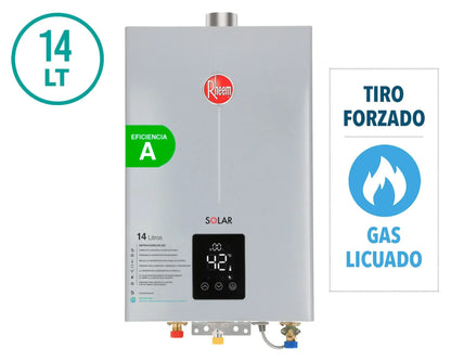 Calefont Ionizado Tiro Forzado 14 Litros Gas Licuado Modulante Rheem