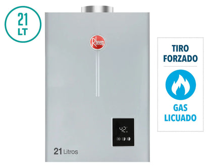 Calefont Ionizado Tiro Forzado 21 Litros Gas Licuado Modulante Prestige Rheem