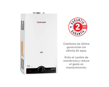 Calefont Ionizado Tiro Natural 10 Litros Gas Licuado Master Splendid