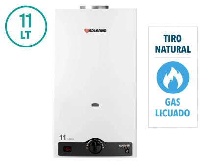 Calefont Ionizado Tiro Natural 11 Litros Gas Licuado Master Splendid