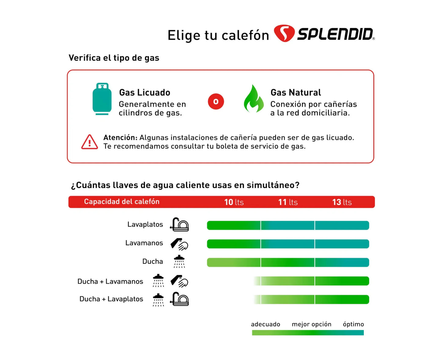 Calefont Ionizado Tiro Natural 11 Litros Gas Licuado Master Splendid