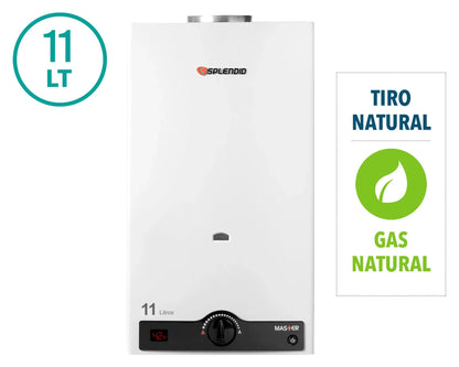 Calefont Ionizado Tiro Natural 11 Litros Gas Natural Master Splendid