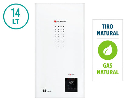 Calefont Ionizado Tiro Natural 14 Litros Gas Natural Templatech Splendid