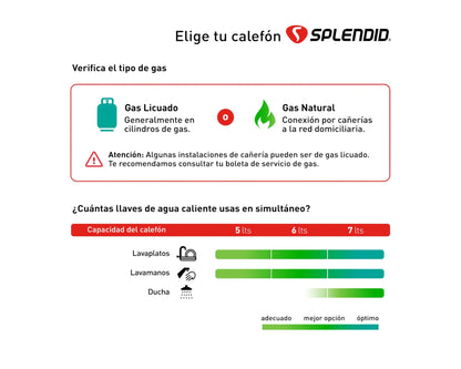 Calefont Ionizado Tiro Natural 6 Litros Gas Licuado Master Splendid