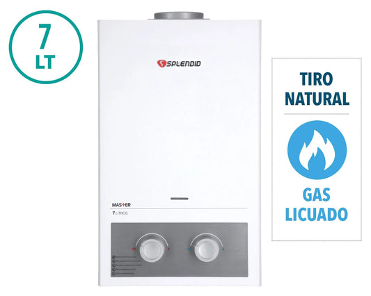Calefont Ionizado Tiro Natural 7 Litros Gas Licuado Master Splendid