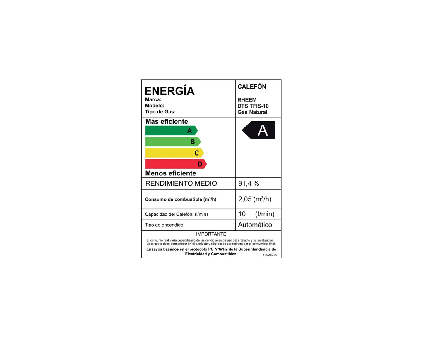 Calefont Tiro Forzado 10 Litros Gas Natural Modulante Prestige Rheem