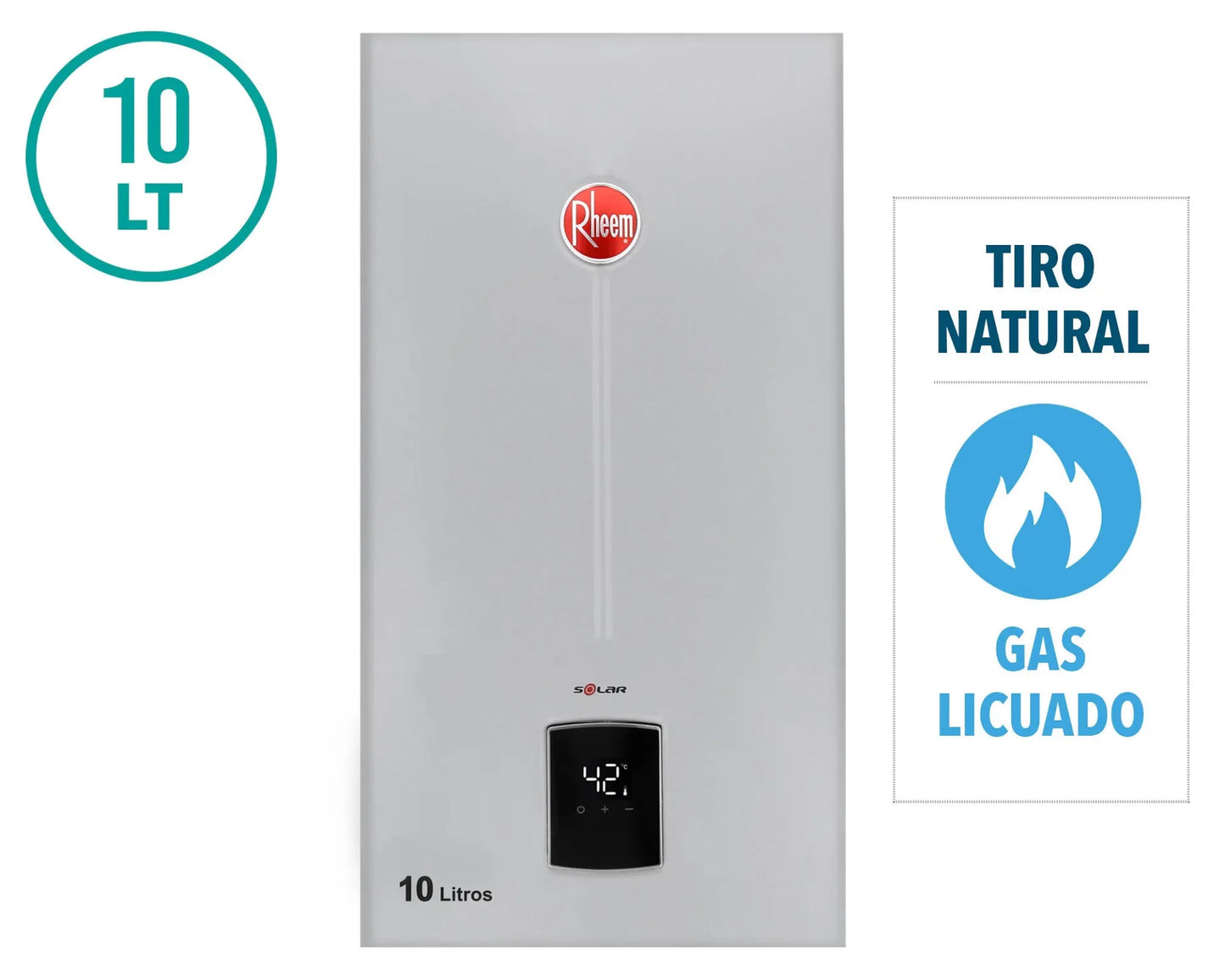 Calefont Tiro Natural 10 Litros Gas Licuado Modulante Prestige Rheem
