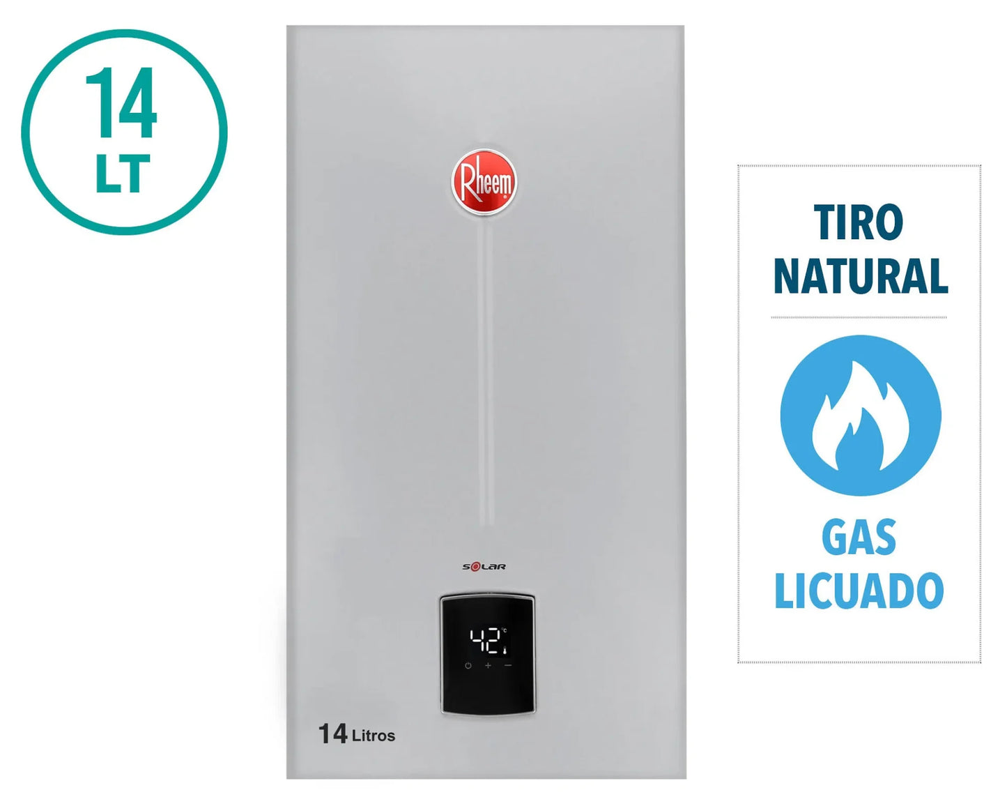 Calefont Tiro Natural 14 Litros Gas Licuado Prestige Rheem