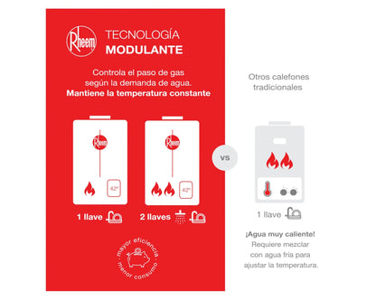 Calefont Tiro Natural 14 Litros Gas Natural Modulante Prestige Rheem