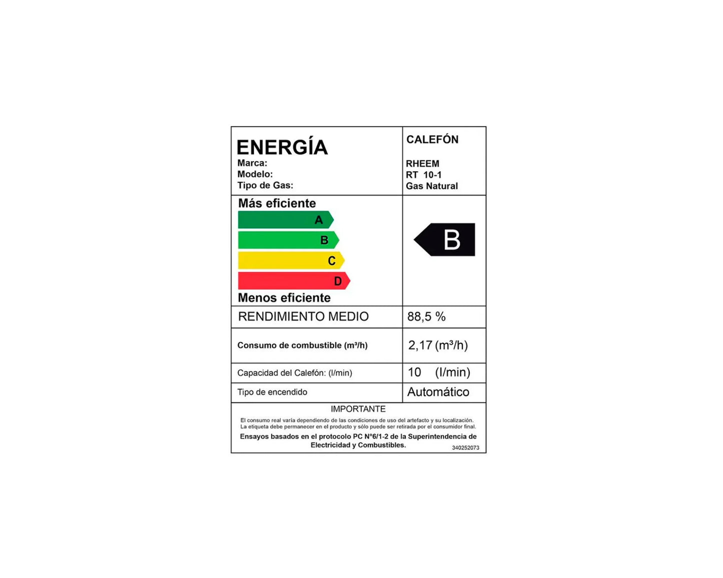 Calefont Tiro Natural 16 Litros Gas Natural Modulante Prestige Rheem Blanco