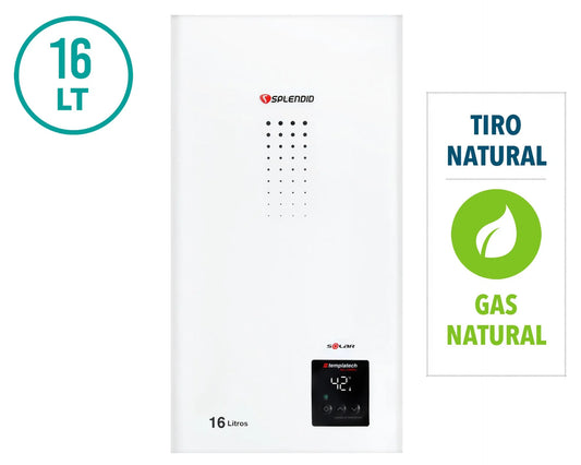 Calefont ionizado tiro natural 16 litros gas natural Templatech Splendid