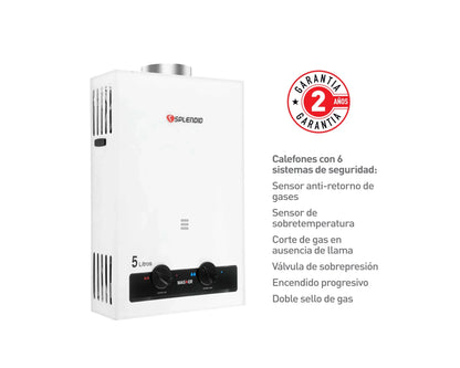 Calefont ionizado tiro natural 5 litros gas licuado MV SB 5 Splendid