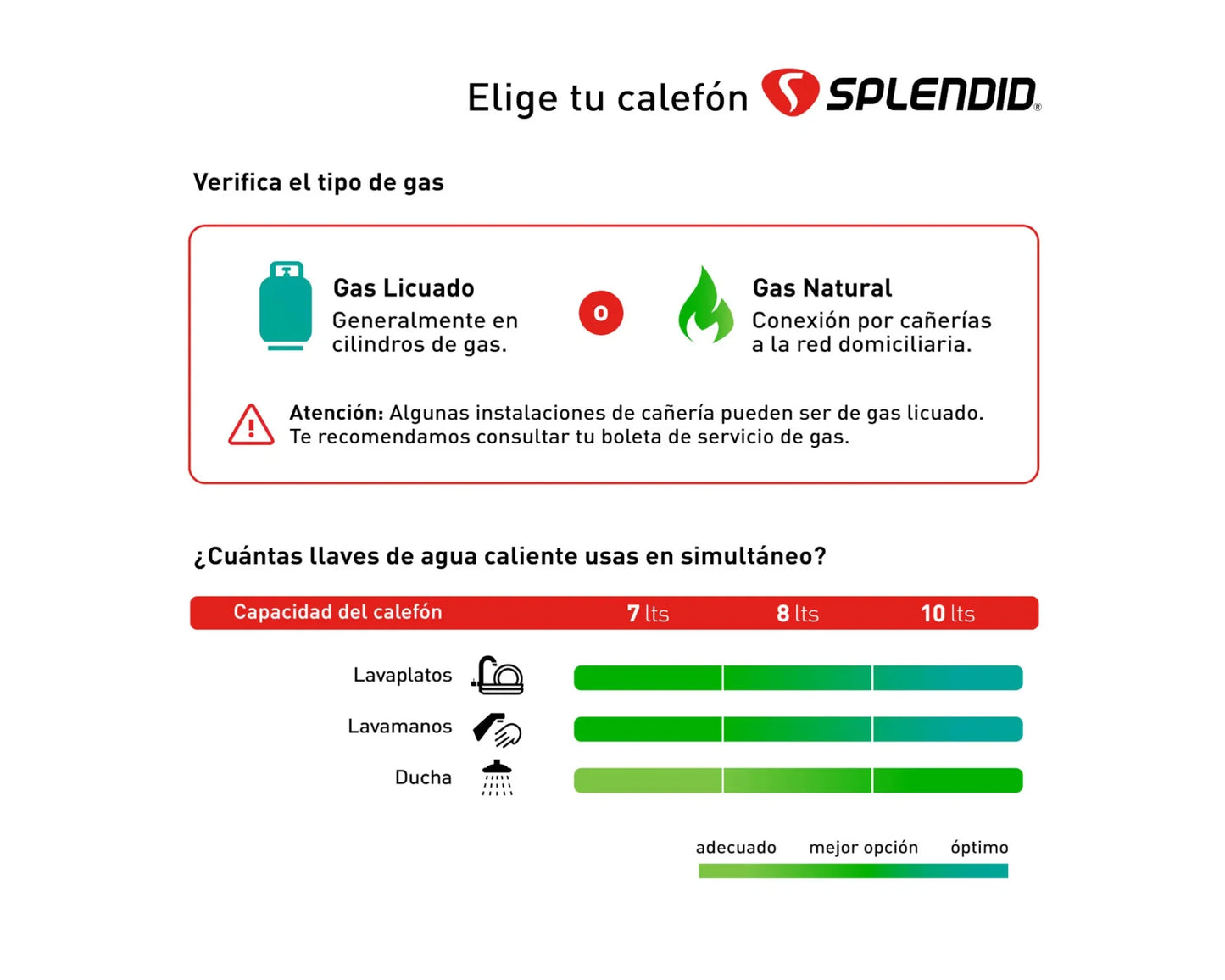 Calefont ionizado tiro natural 8 litros gas licuado Master Splendid