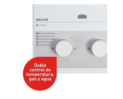 Calefont ionizado tiro natural 8 litros gas licuado Master Splendid