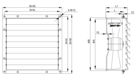 Extractor con Celosias Aluminio EX400 3500 m3/h - 220V